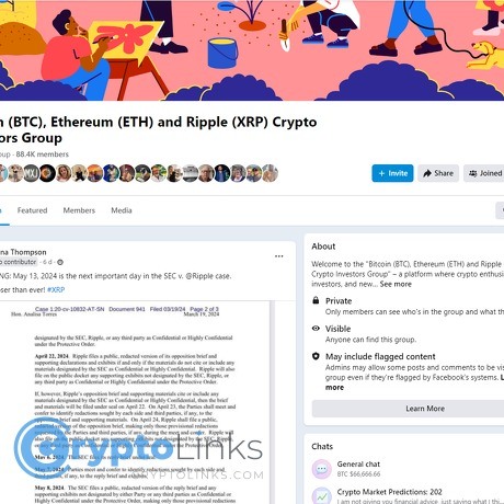 Bitcoin (BTC), Ethereum (ETH) and Ripple (XRP) Crypto Investors Group