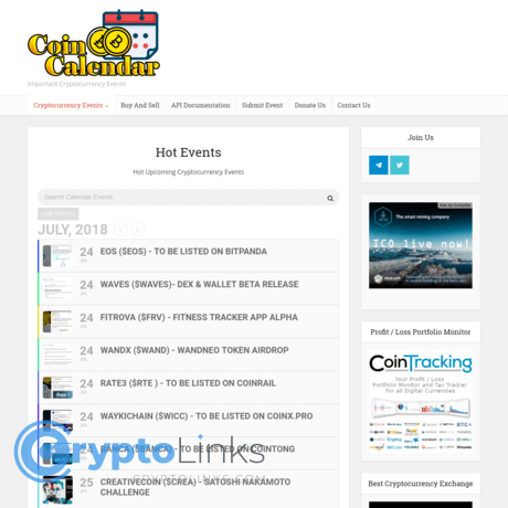 crypto coin listing calendar