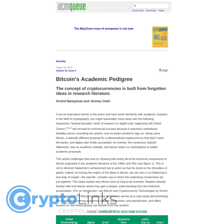 academic pedigree of bitcoin