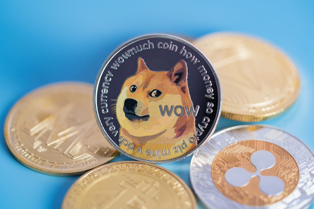 Dogecoin DOGE group included with Cryptocurrency coin