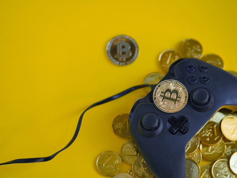 Crypto gaming. Play for earn concept. 