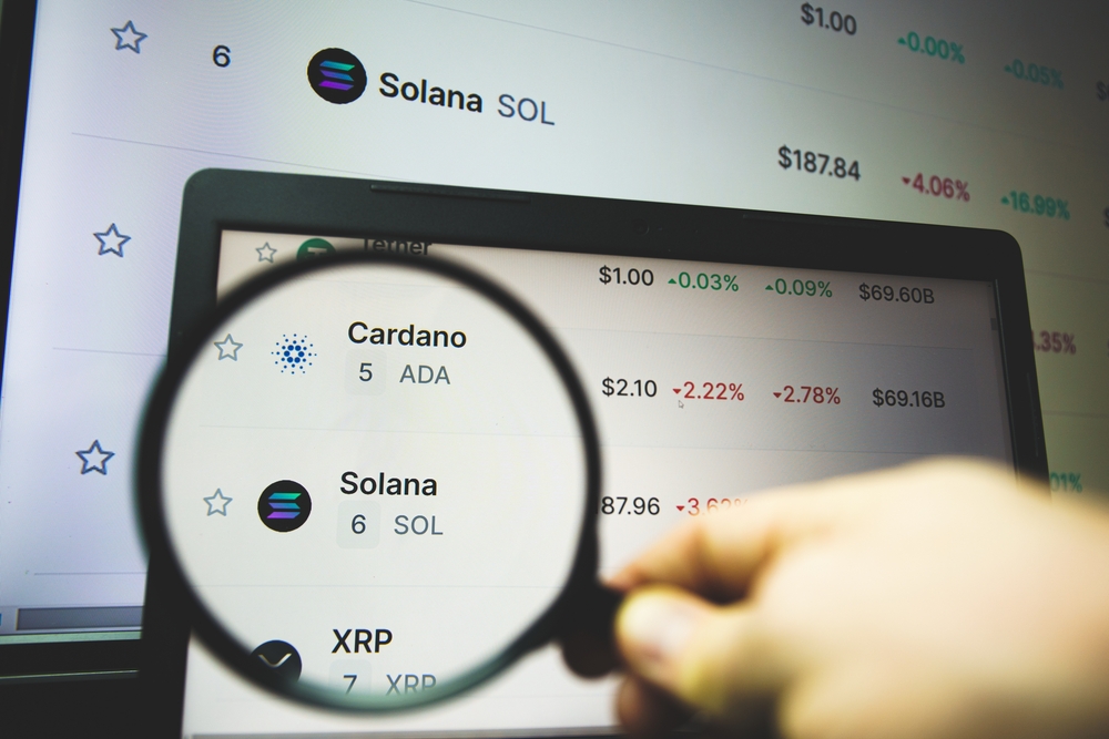 Solana cryptocurrency on market.