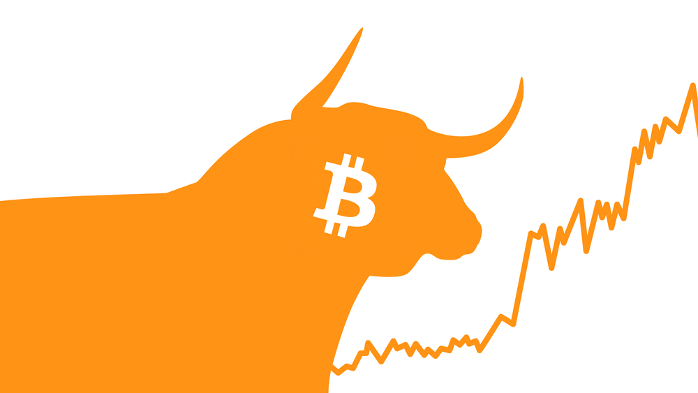 Bitcoin bullish price rise concept bull illustration graph