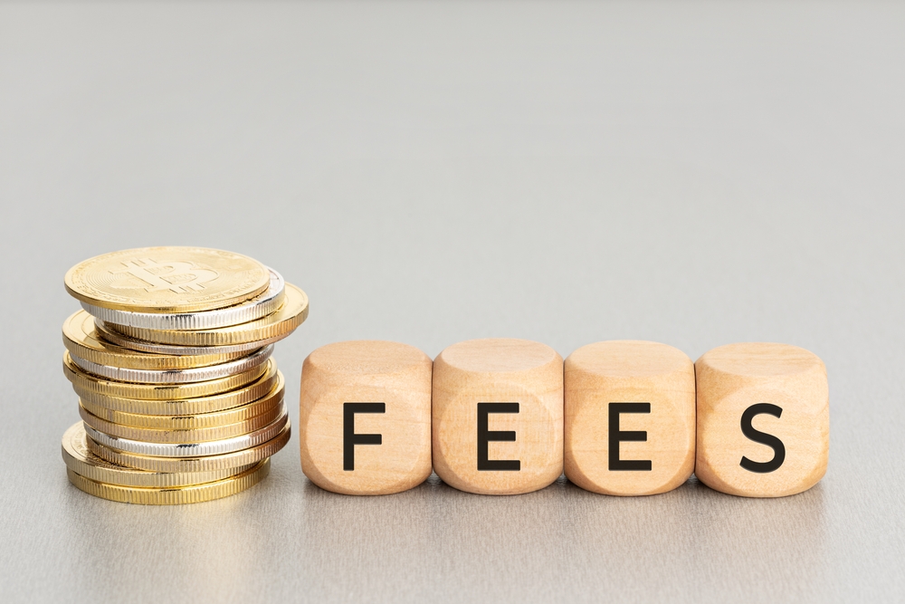 Cryptocurrency fees concept.