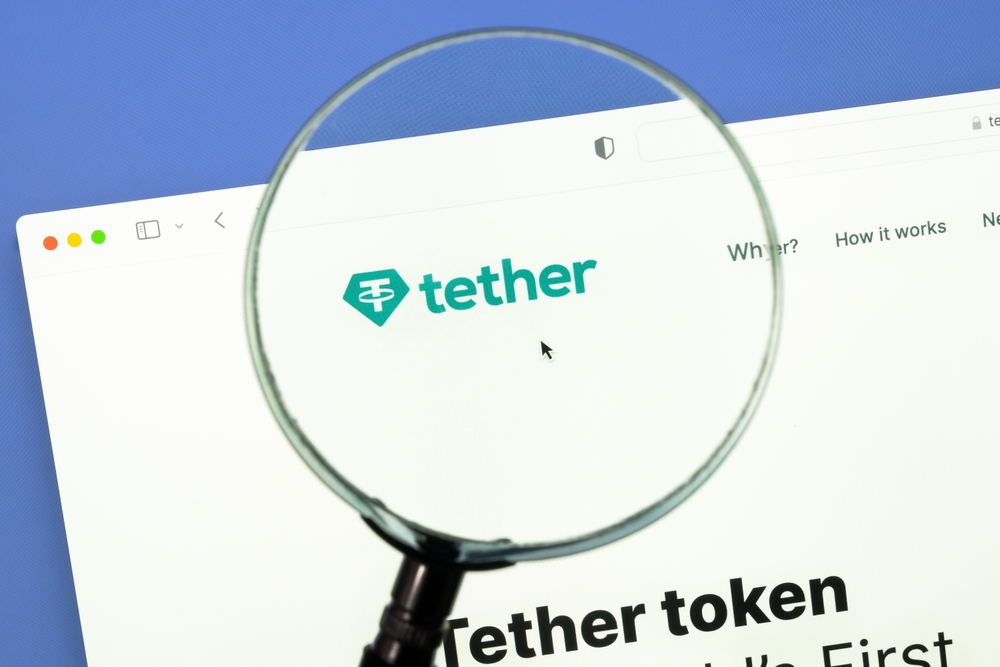 Tether website. Tether is a cryptocurrency stablecoin.