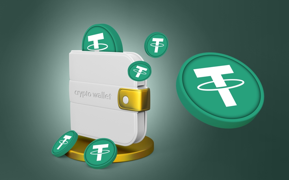 usdt tether dollar stablecoin Token Premium Crypto DeFi Coins Set with a wallet money