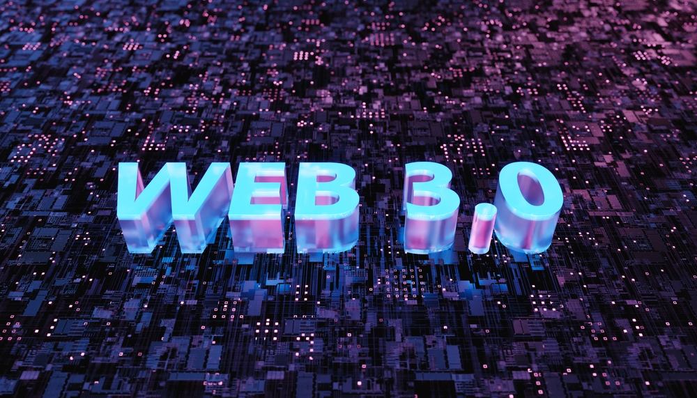WEB 3.0 sign on an abstract and futuristic electronic board.