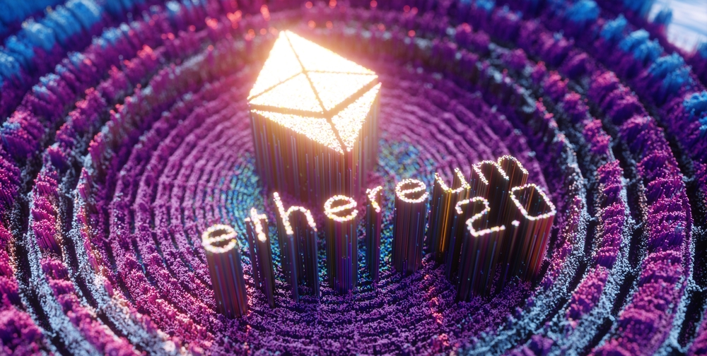 Ethereum 2.0 Digital Art Logo Symbol.