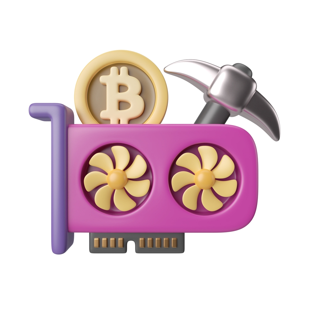 This is Crypto Mining 3D Render Illustration Icon, high resolution jpg file, isolated on a white background