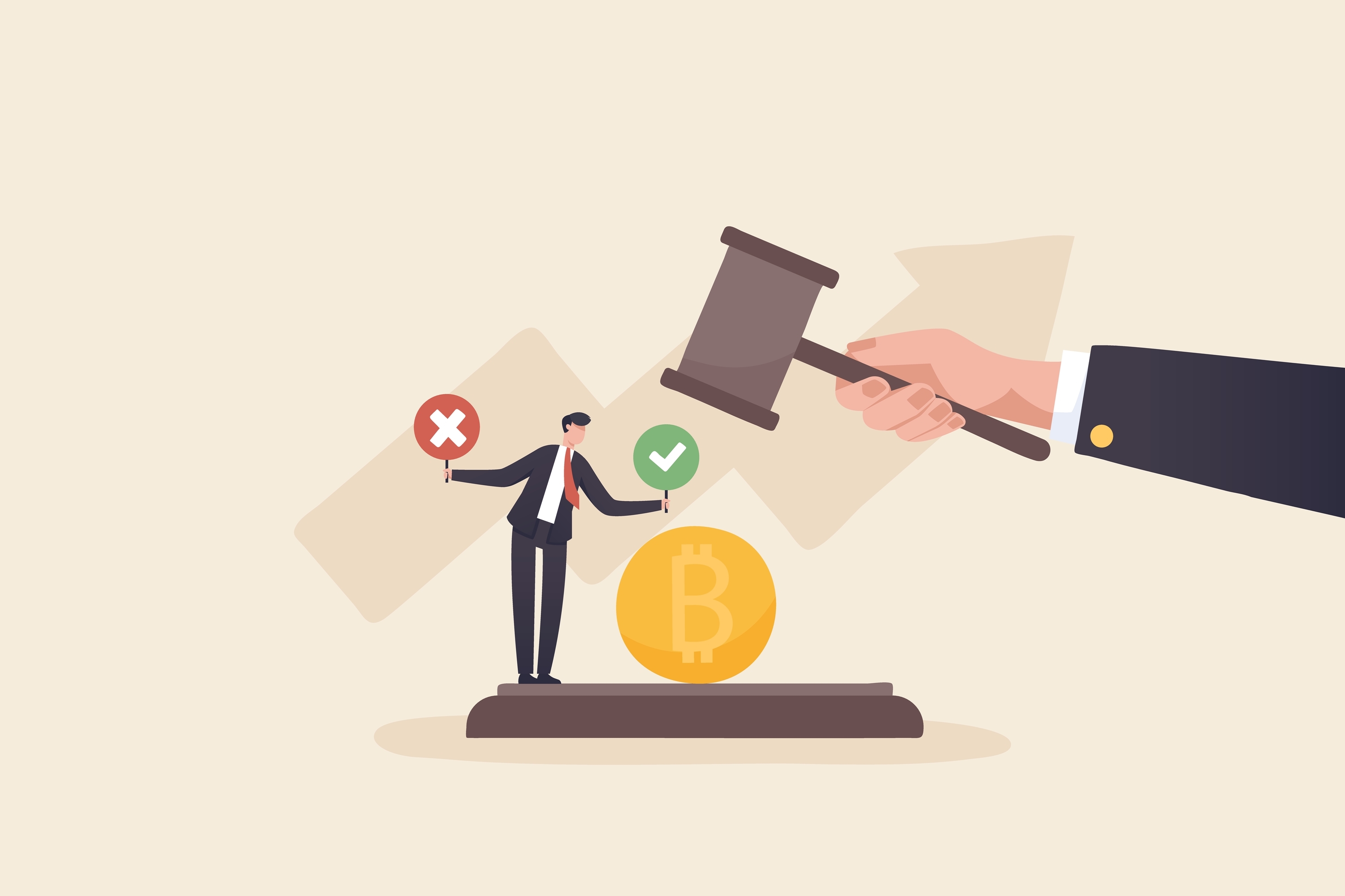 Concept of cryptocurrency legislation. Crypto or Decentralized money.