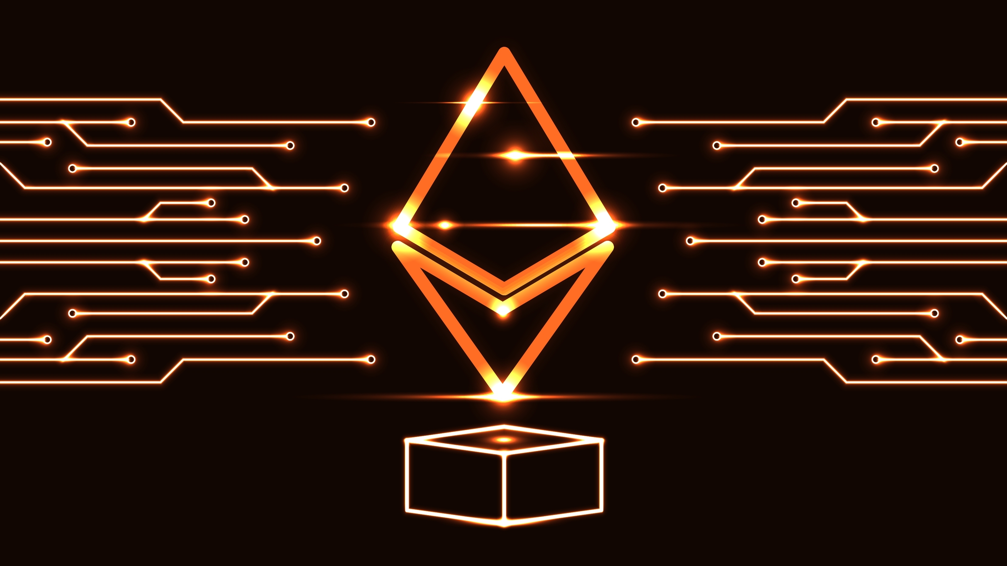 Ethereum blockchain technology with network line design, ETH token cryptocurrency. financial investment.