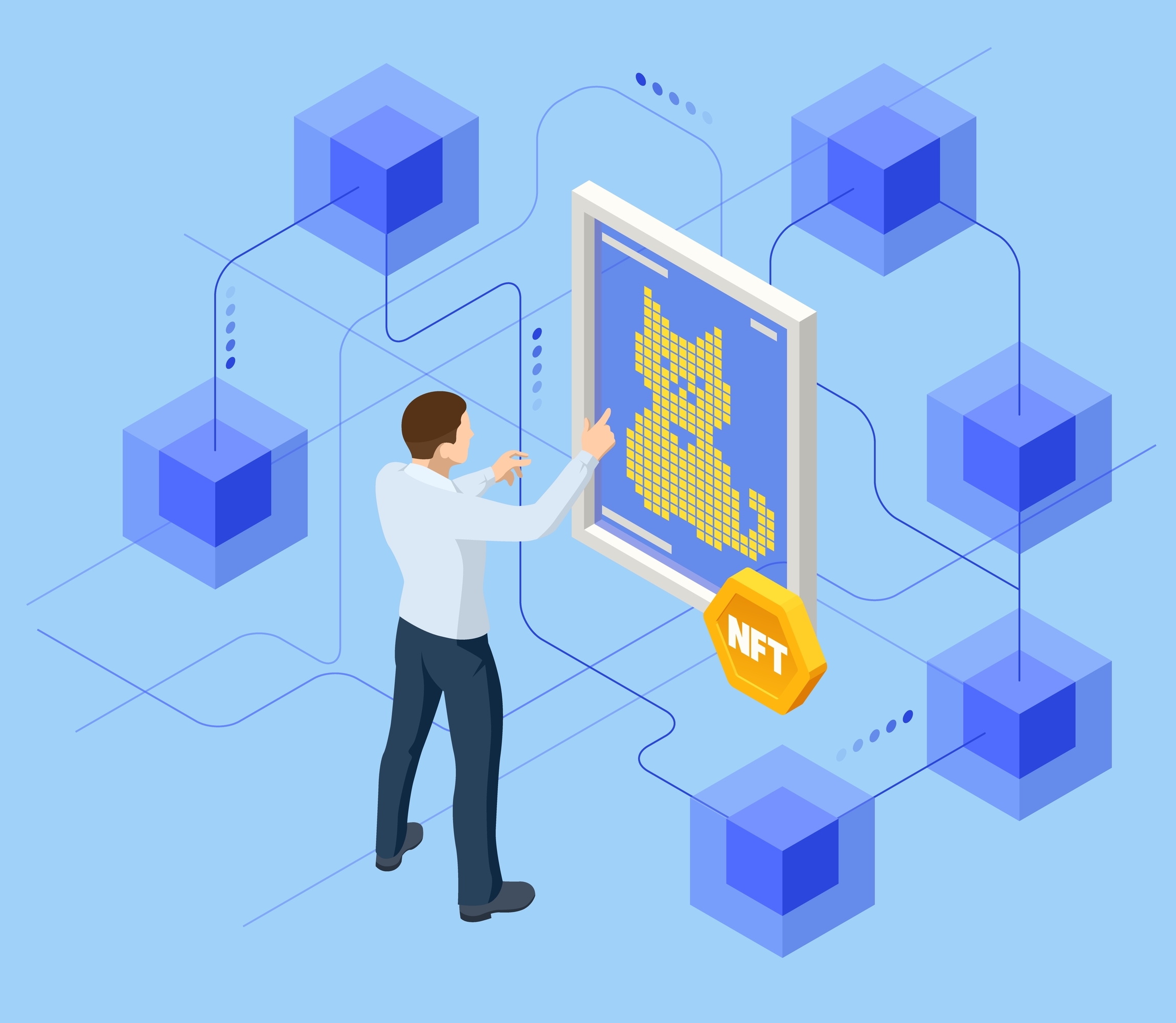 Isometric NFT Non-fungible token is a unique and non-interchangeable unit of data stored on a digital ledger blockchain.