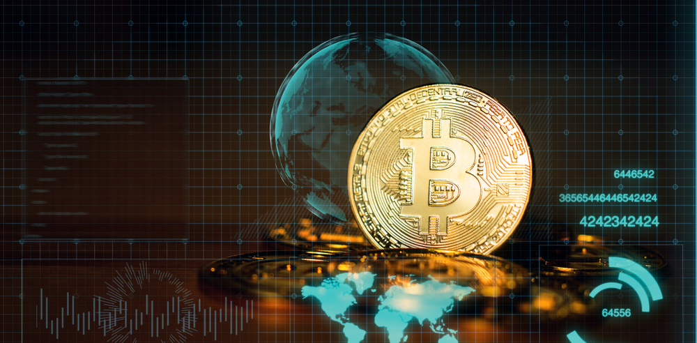 cryptocurrency,Bitcoin Gold (BTG) on dark background with copy space