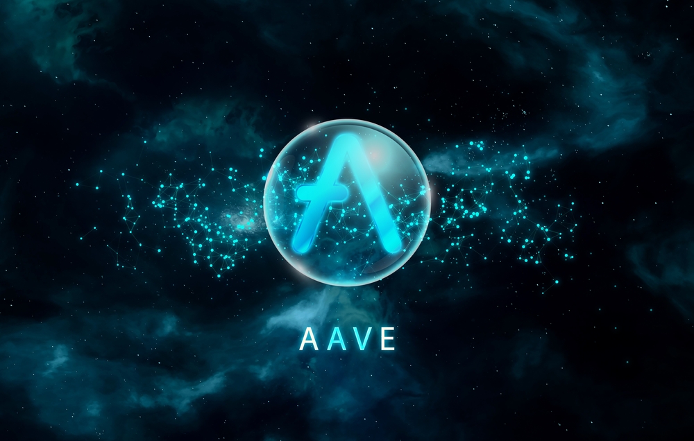 Aave Chain Aave crypto currency.Blockchain technology.