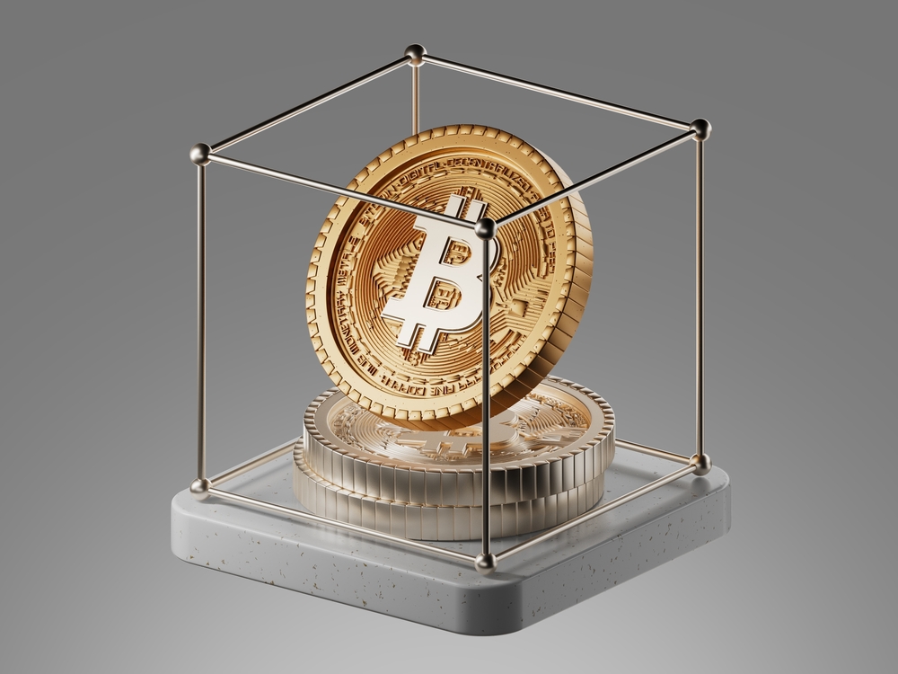 security and reliability of the bitcoin cryptocurrency 3d icons. 3D Illustration