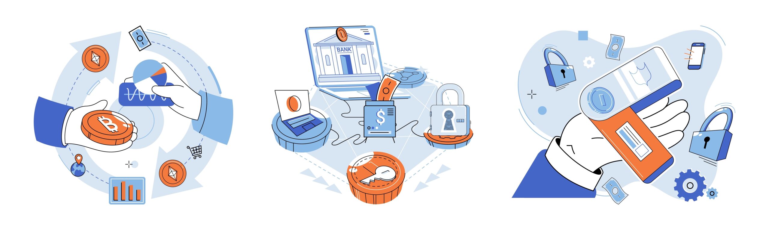 Crypto exchange vector illustration. Ethereums smart contract functionality has revolutionized way agreements are made and executed The concept tokenization enables fractional ownership and liquidity