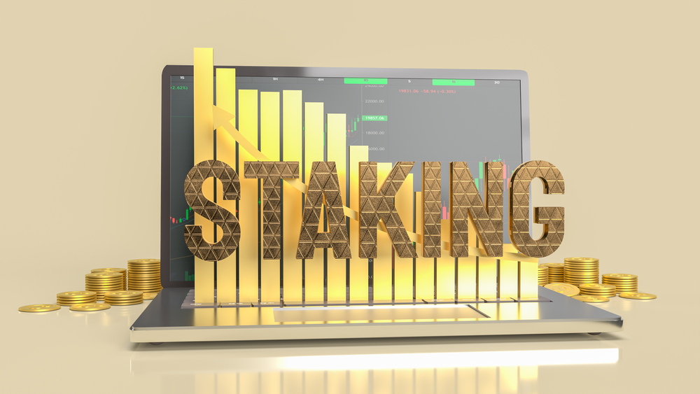 The staking text on notebook for currency or business concept 3d rendering