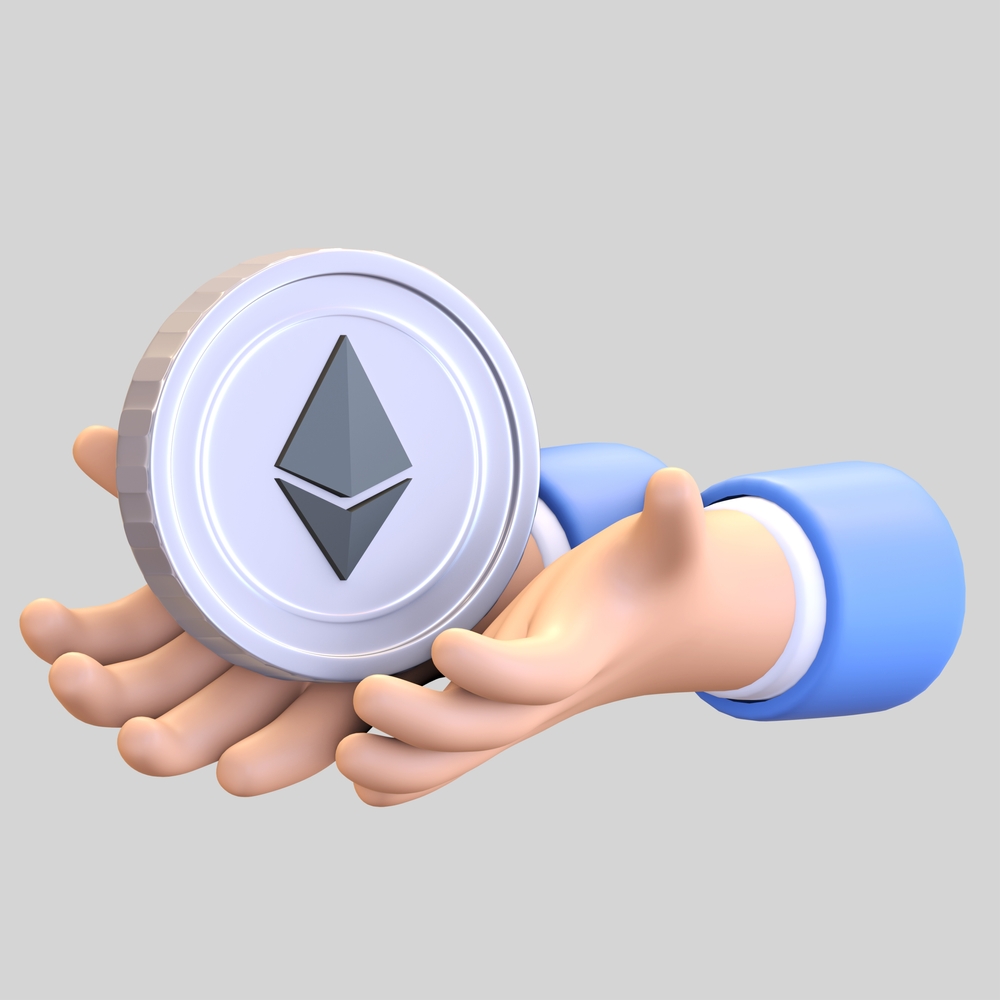 ethereum give away airdrop icon cryptocurrency symbol 3d render illustration