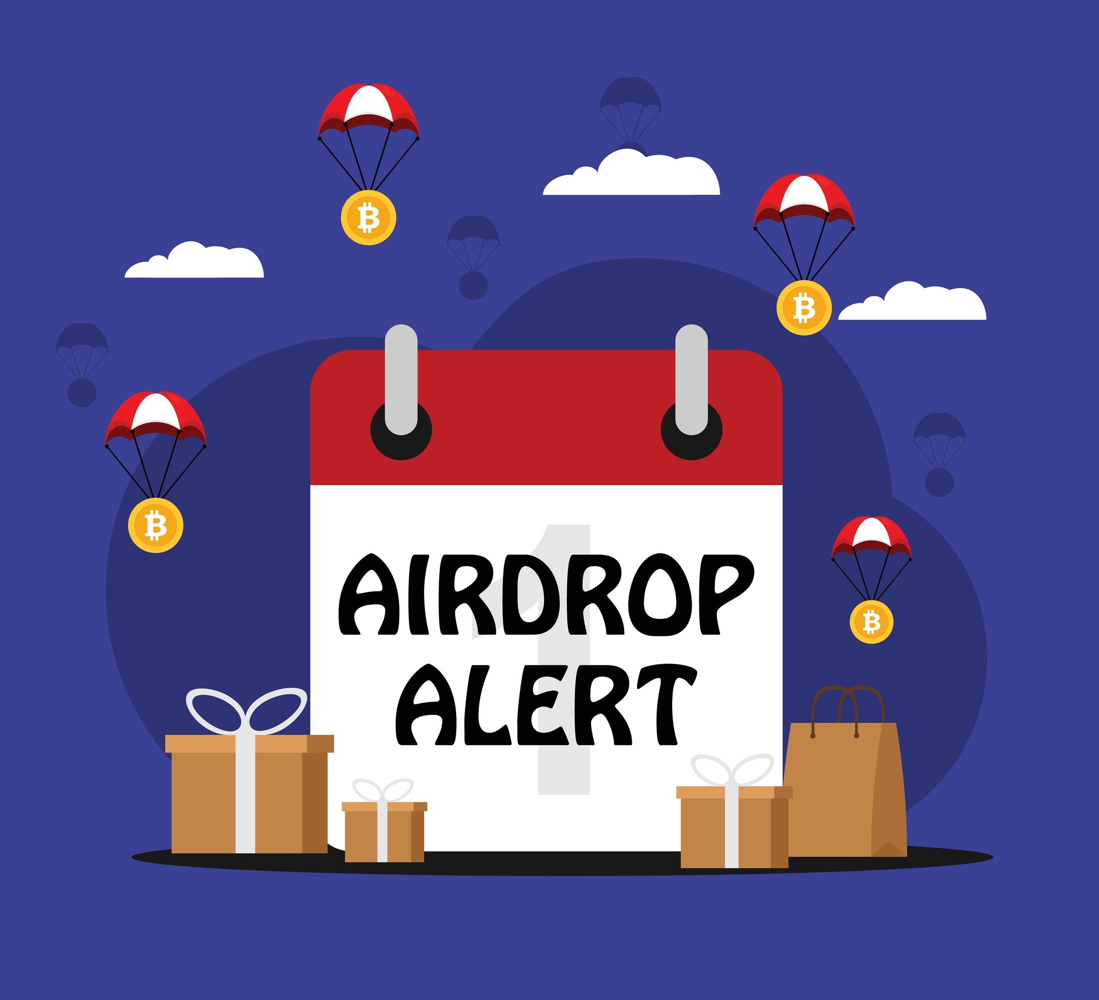 Cryptocurrency Airdrop Alert flat concept