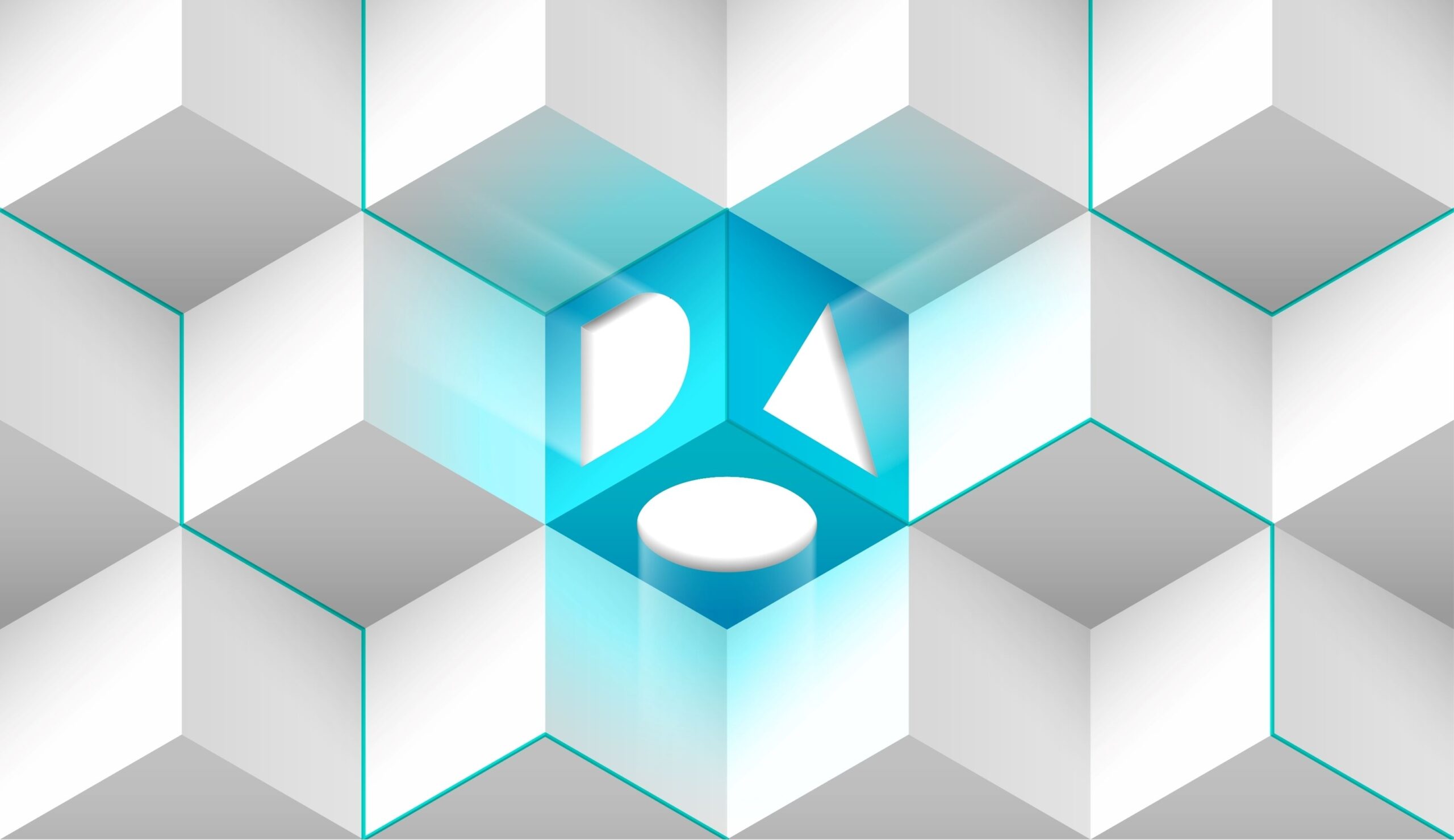 Concept of Decentralized Autonomous Organisation, smart contract, cryptocurrency, blockchain technology for infographics.