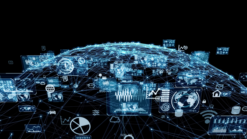 Communication network concept. GUI (Graphical User Interface).