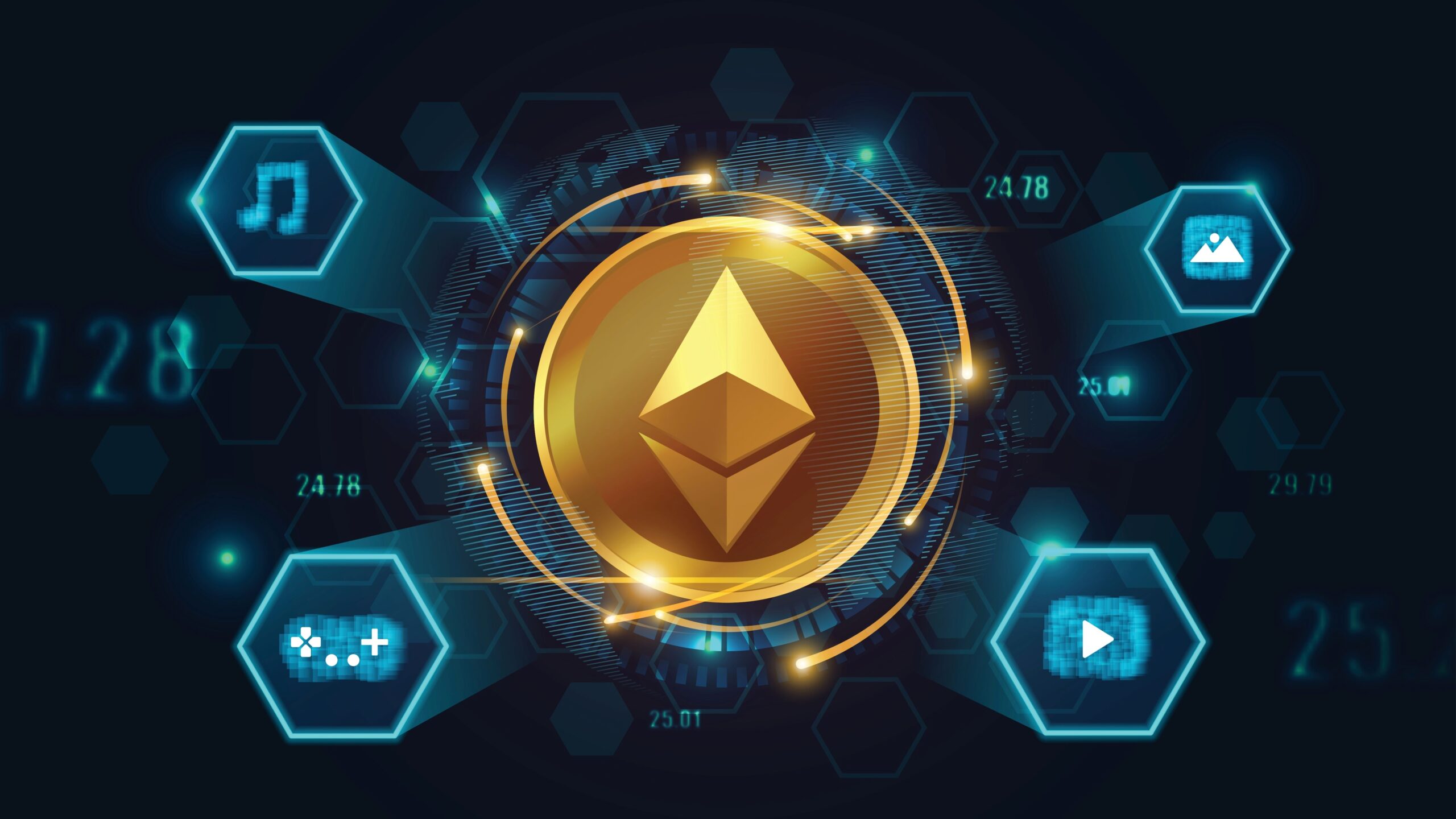 Representation and Depiction of Ethereum Network , Images show what Ethereum will be used for like NFT