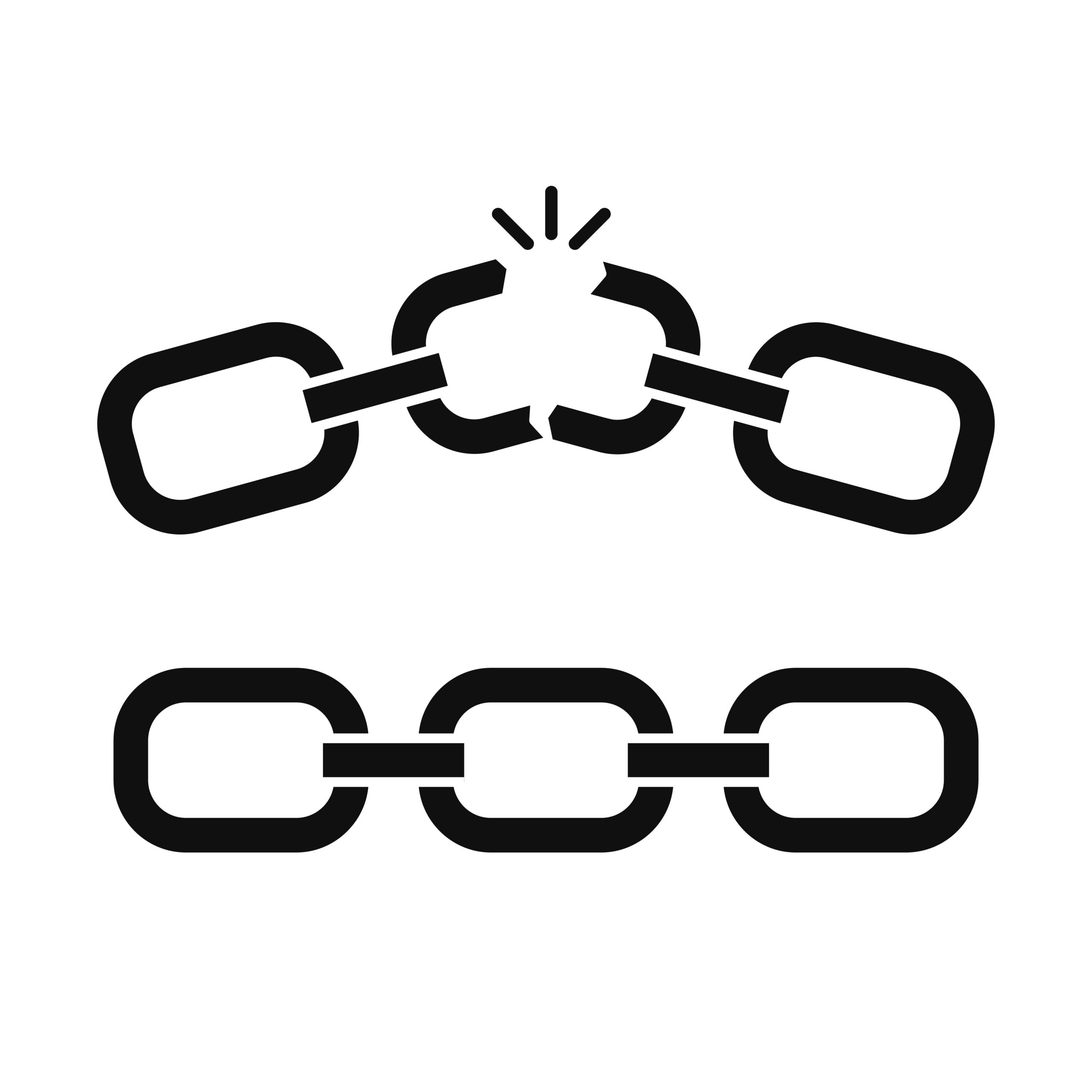 Broken chain silhouette icon. Black simple vector. Contour isolated pictogram on white background