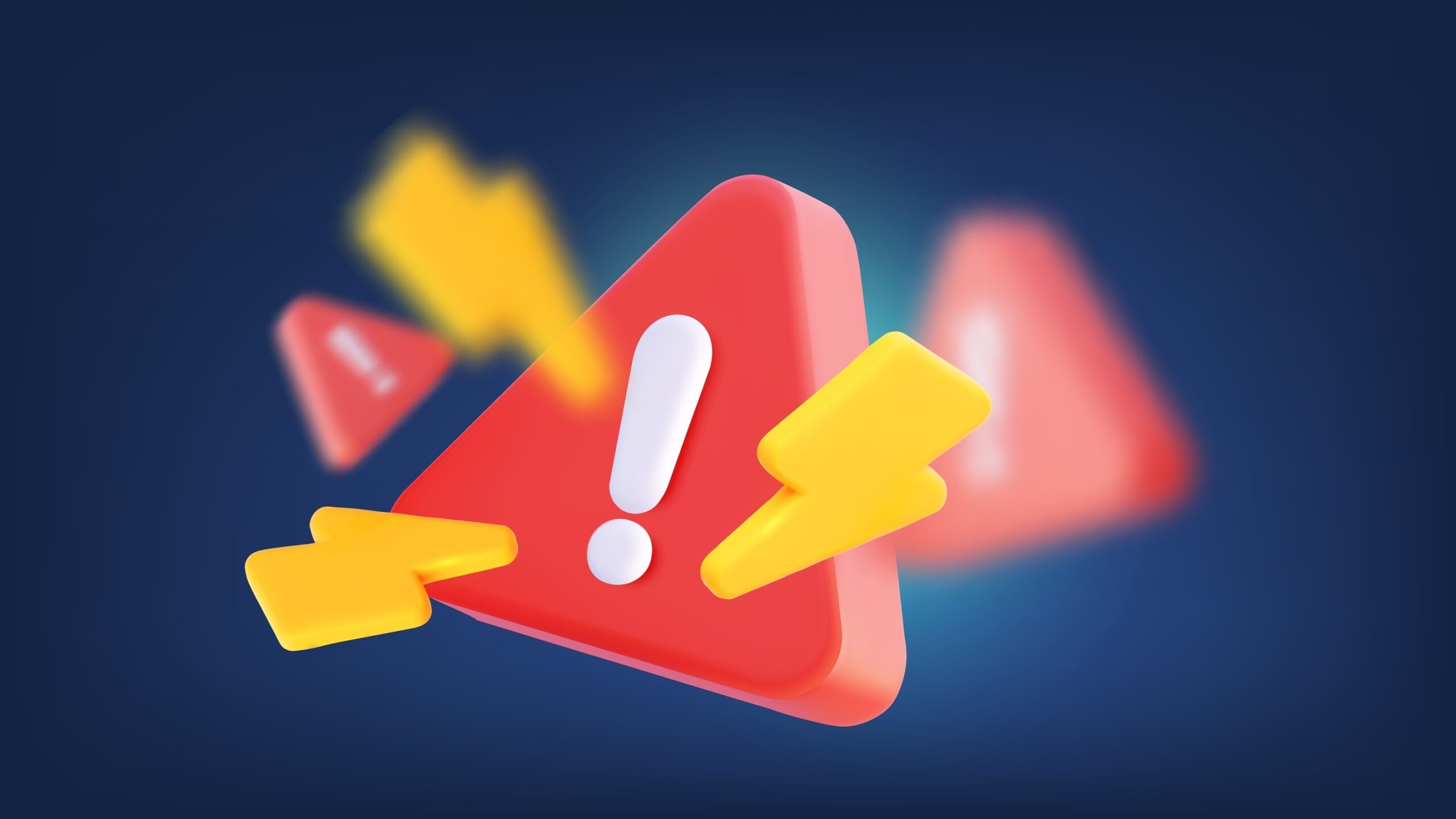 Red danger warning triangle. 