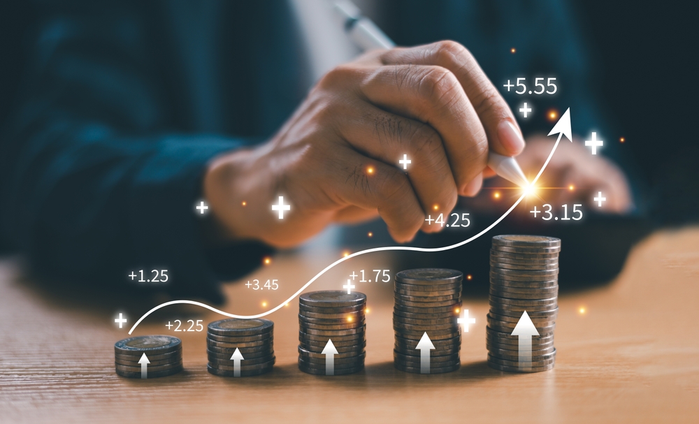 Bank interest rate, finance dividend concept.