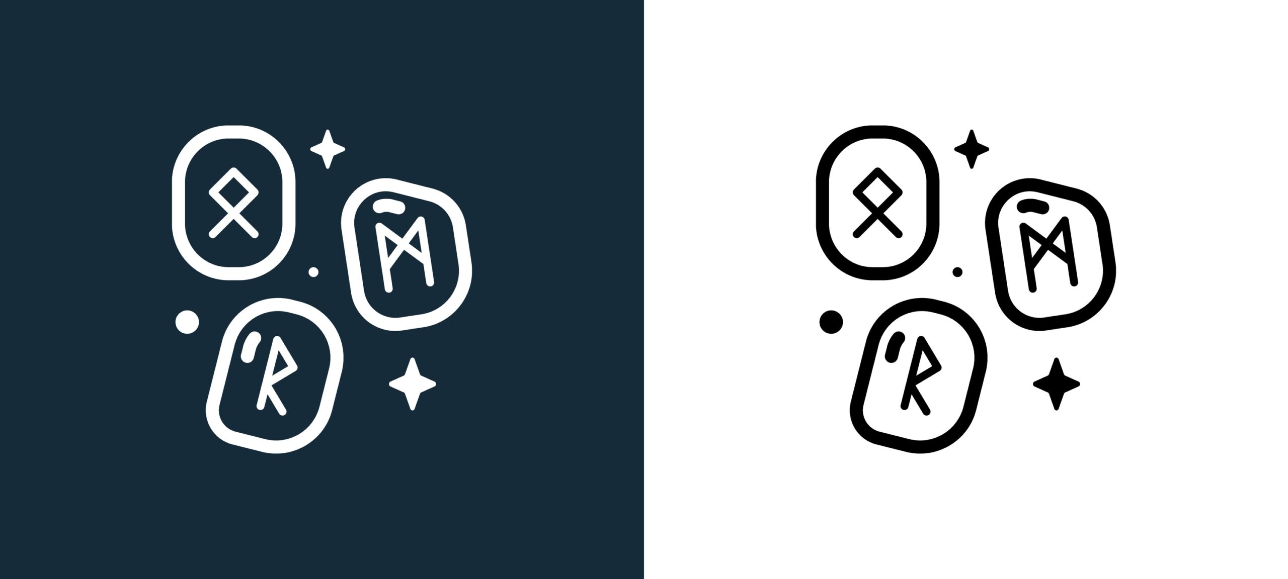rune icon isolated on white and black colors. rune outline linear vector icon from magic collection for mobile apps, web and ui.