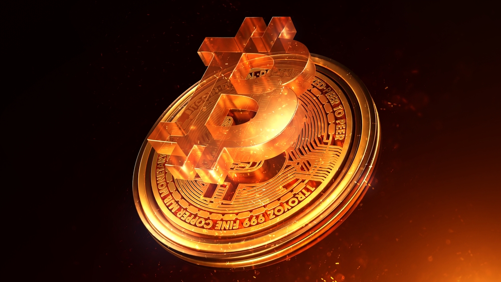 Bitcoin Logo with coin and shiny elements
