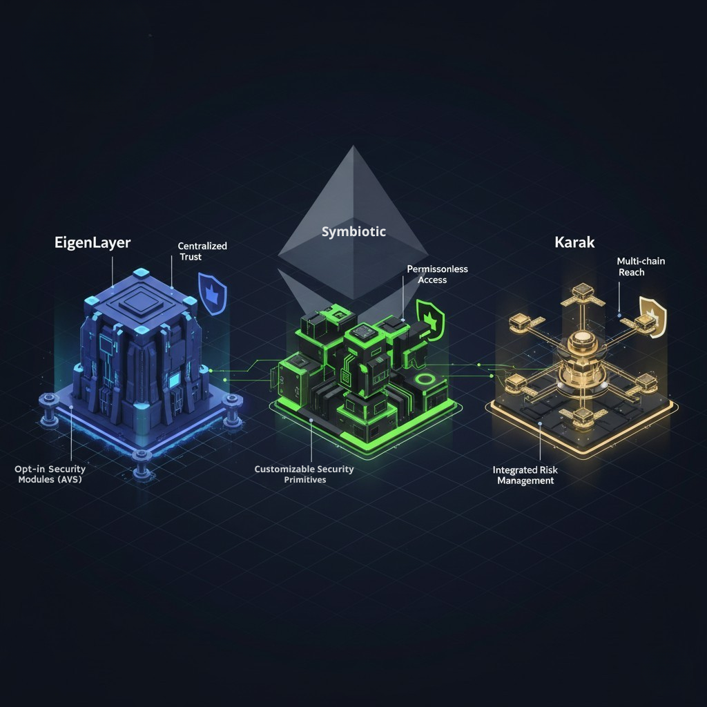 EigenLayer vs Symbiotic vs Karak Core Design and Security Compared