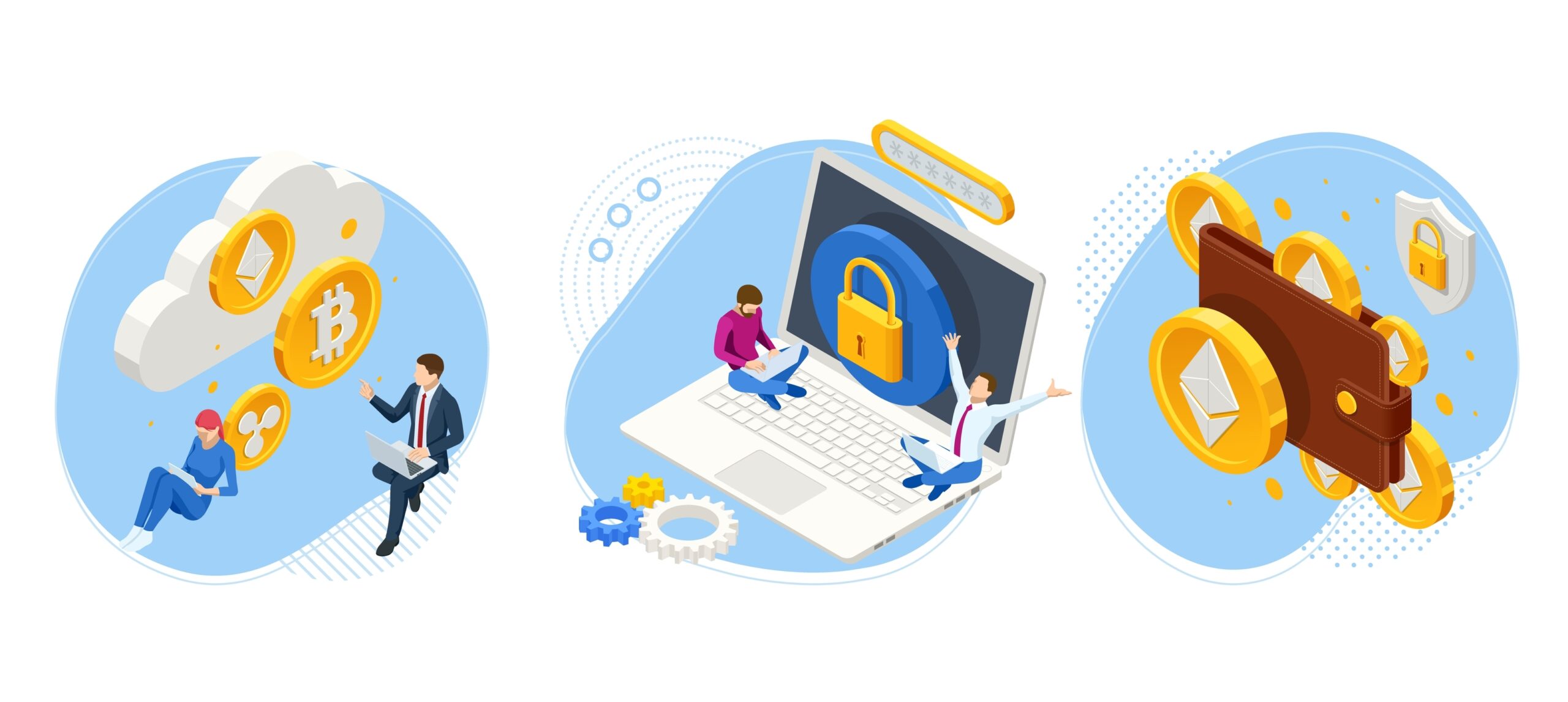 Isometric invest in digital money, increase income, profit.