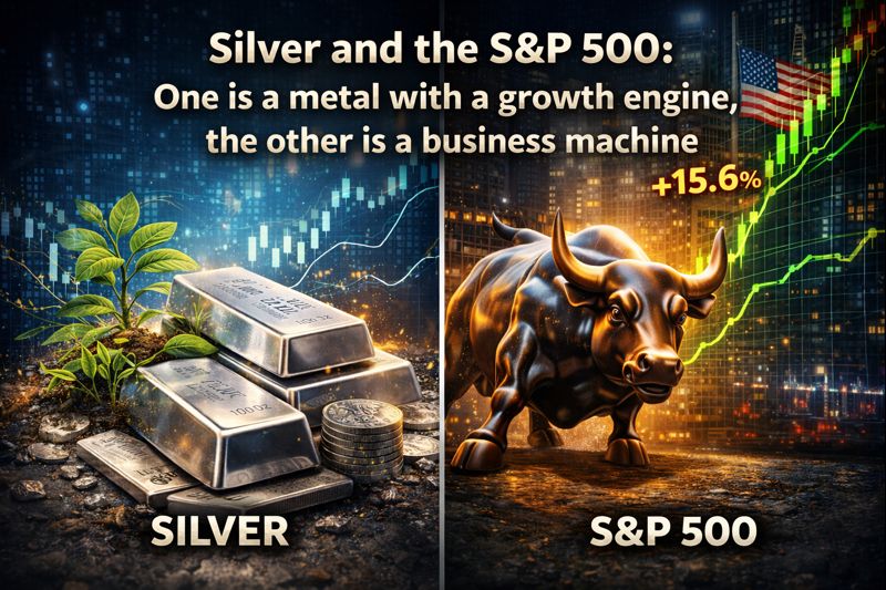 Silver and the S&P 500 one is a metal with a growth engine, the other is a business machine