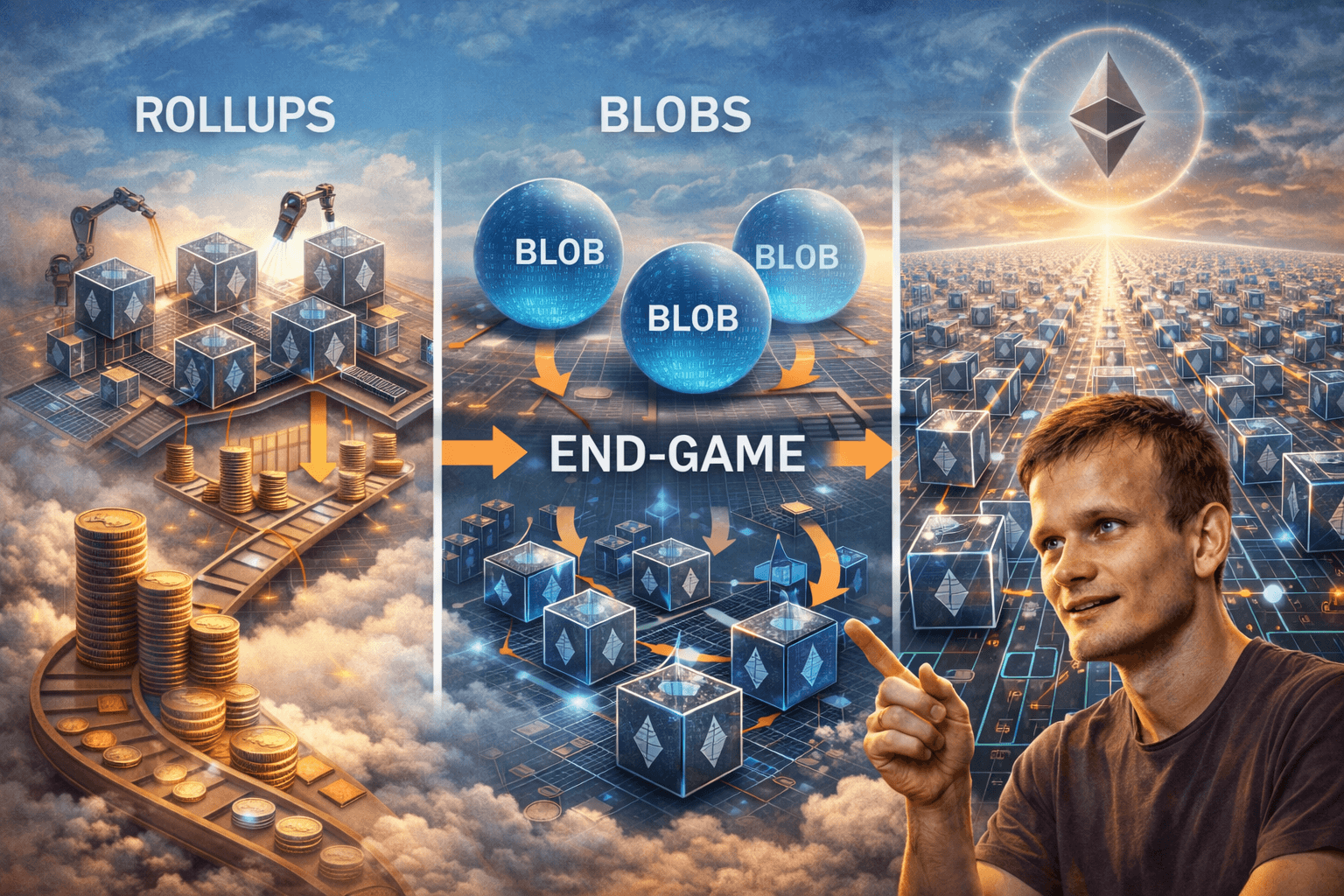 “Infinite scaling” explained like a normal human (rollups, blobs, and the end-game idea)