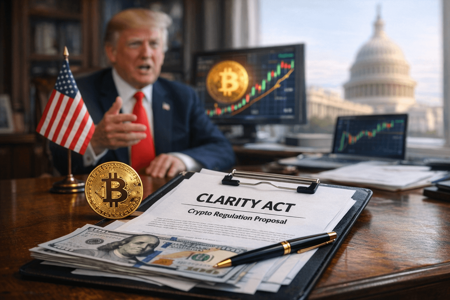 Trump’s 48‑Hour CLARITY Act Push The New US Crypto Strategy That Could Unlock $1T in Tokenized Assets (and Send BTC Higher)