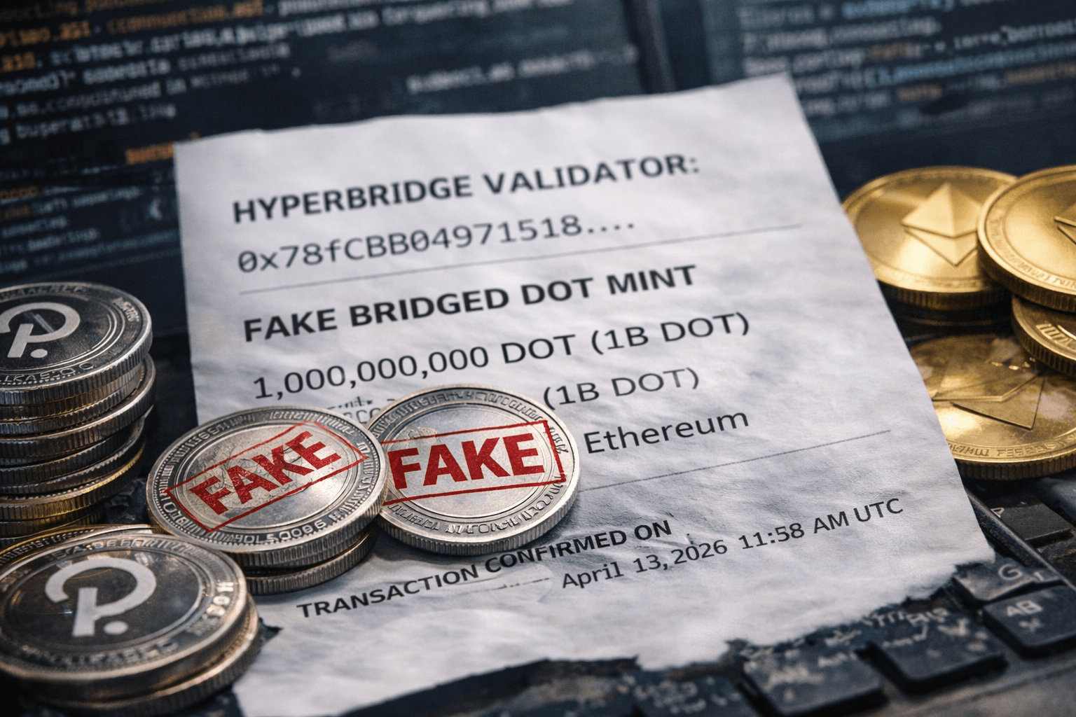 What happened on April 13, 2026 the Hyperbridge fake bridged DOT mint