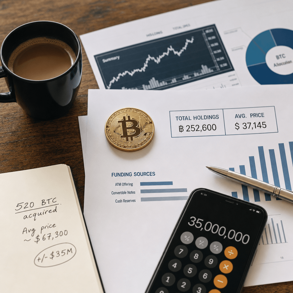 The 520 BTC buy the numbers, the holdings, and the funding story