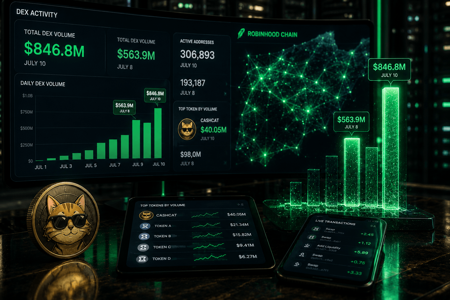 What Robinhood Chain’s record DEX volume actually shows