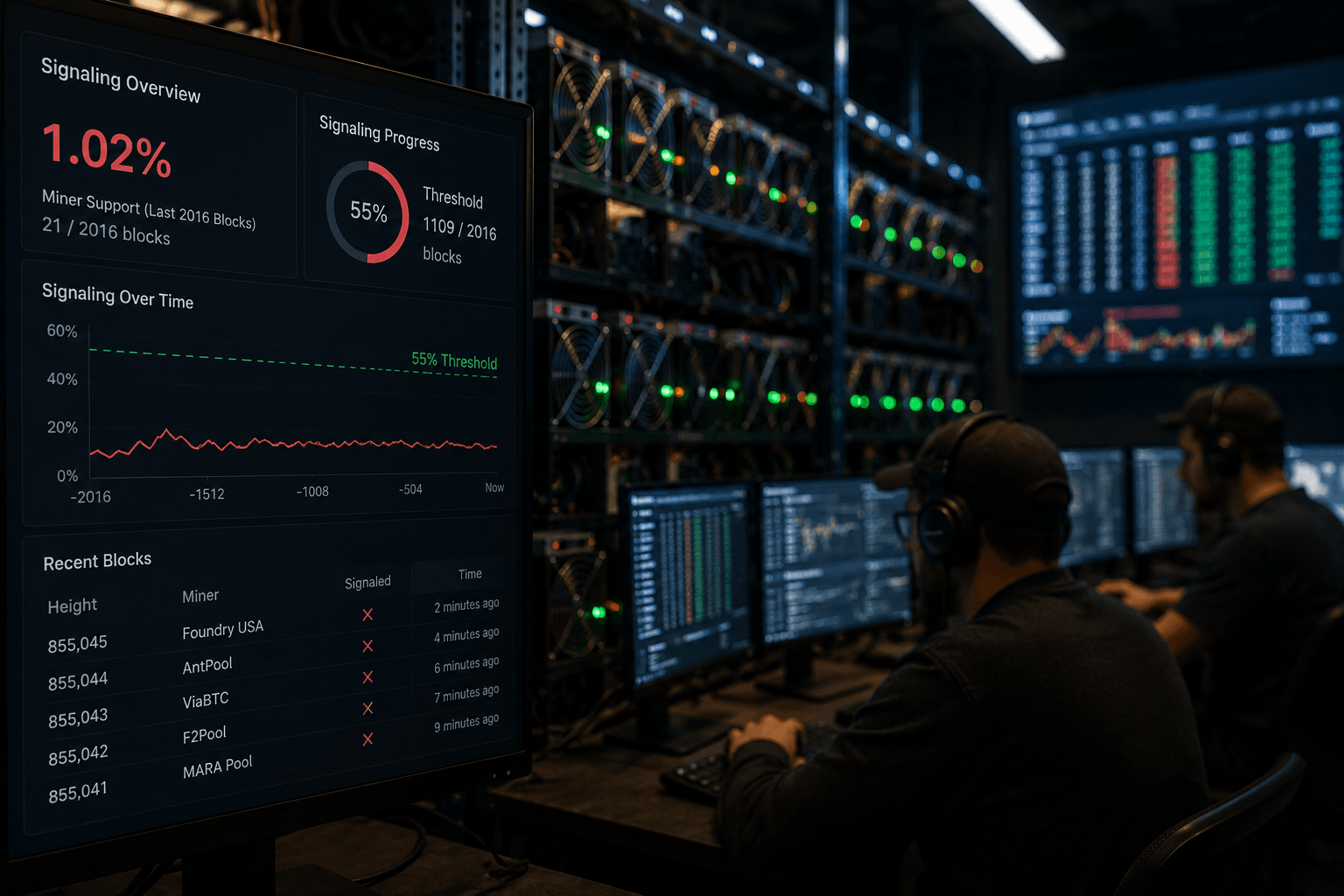 Why miner support remains far below the 55% threshold